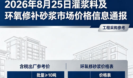 雷山2026年8月25日灌浆料及环氧修补砂浆市场价格信息通报